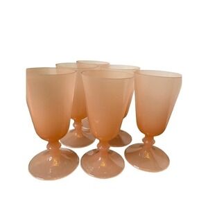 Pink Opaline Water or Wine Goblets | Set of 6